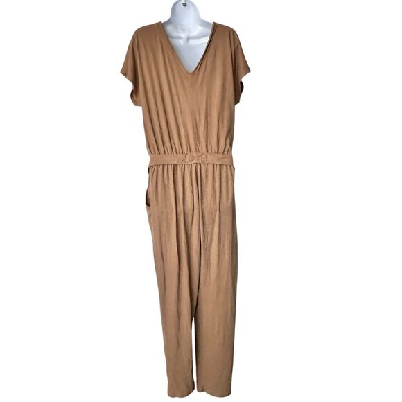 ATM Anthony Thomas Melillo L High Torsion  OAO Sahara Cotton Tan Belted Jumpsuit - Picture 3 of 11